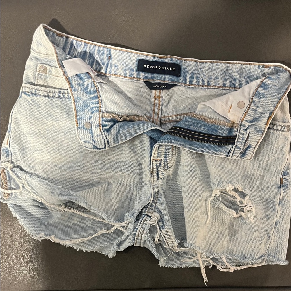 Aeropostale Faded Blue Ripped Jean Shorts
